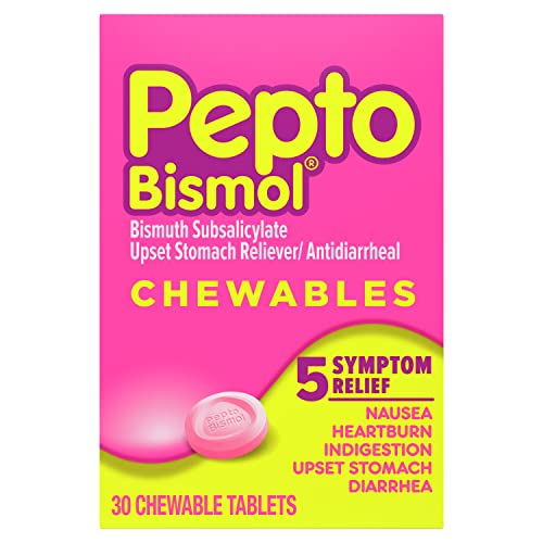 Pepto-Bismol 5-Symptom Chewable Tablets Travel 24-Count