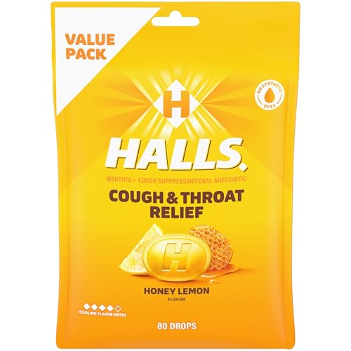 Halls Honey Lemon Cough Drops Menthol 80-ct